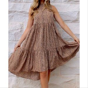 Glitzy Glam Dalmation Print Tiered Maxi Dress